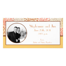 4x8 Engagement Photo Announcement Pink/Brown Flora Photo Greeting Card