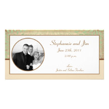 4x8 Engagement Photo Announcement Purple/Green Flo Photo Card Template