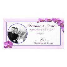 4x8 Engagement Photo Announcement Purple Orchids o Photo Card Template
