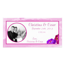4x8 Engagement Photo Announcement Purple/Pink Peon Personalized Photo Card
