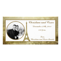 4x8 Engagement Photo Announcement Vintage Paris Personalized Photo Card