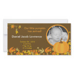 4x8 Fall Pumpkin Leaves PHOTO Birth Announcement Photo Card