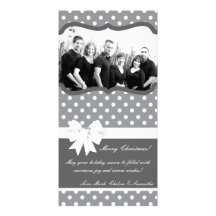 4x8 Hot Pink Black Polka Dot PHOTO Christmas Card Customized Photo Card