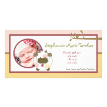 4x8 Photo Birth Announcement Abbys Farm Pink Girly Personalized Photo Card