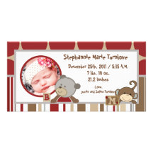 4x8 Photo Birth Announcement Cocalos Buttons Picture Card