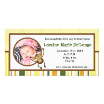 4x8 Photo Birth Announcement Jungle Babies Animal Personalized Photo Card