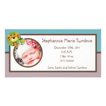 4x8 Photo Birth Announcement Jungle Tales Safari Picture Card