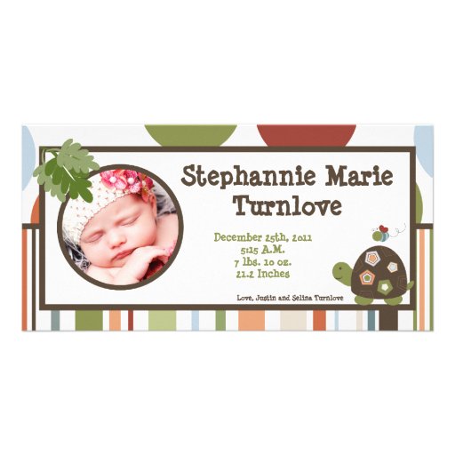 4x8 Photo Birth Announcement Laguna Beach Turtle Photo Card Template