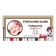 4x8 Photo Birth Announcement Nojo Fire Engine Personalized Photo Card