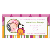 4x8 Photo Birth Announcement Sweet Safari Picture Card