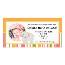 4x8 Photo Birth Announcement Tropical Punch Animal Photo Cards