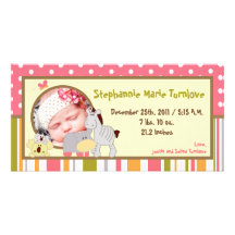 4x8 Photo Birth Announcement Tropical Punch Girl Photo Cards