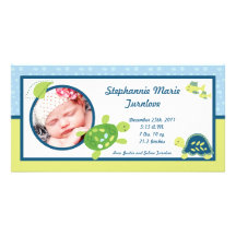 4x8 Photo Birth Announcement Turtle Reef Ocean Sea Customized Photo Card