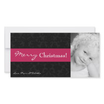 4x8 Pink Black Damask Frame PHOTO Christmas Card Photo Cards