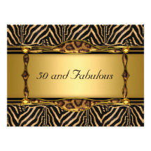 50 and Fabulous Gold  Birthday Party Invitation