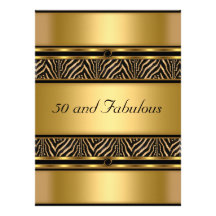 50 and Fabulous Gold  Birthday Party Invitation