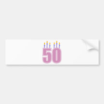50 Birthday Candles (Pink / Purple) Bumper Stickers