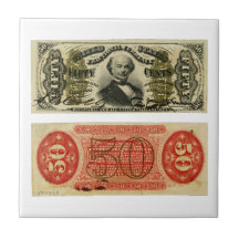50 Cent Fractional Currency Francis Spinner Ceramic Tile