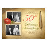 50 wedding anniversary two photos vintage invites