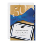 50 Year Class Reunion Royal Blue Accent Color Invitations