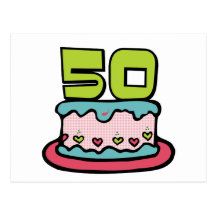 50 Year Old Birthday Cake Postcard