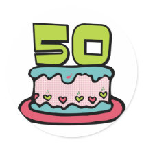 50 Year Old Birthday Cake Sticker
