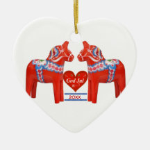 50 Years Together Dated Swedish Dala Horse Heart Christmas Tree Ornament