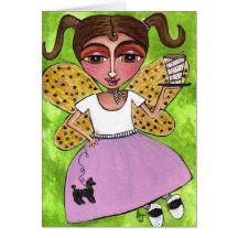 50's Fairy & Poodle Skirt - greeting card