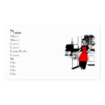 50's Housewife with Red Apron Business Card Templates