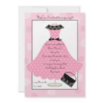 50s Pink Polkadot Dress Birthday Invitation