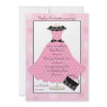 50s Pink Polkadot Dress Birthday Invitation