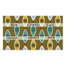 50's retro textured pattern with green/brown backg business card templates