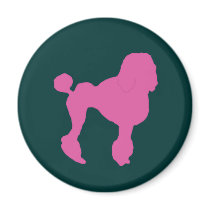 50s Vintage Pink Felt Poodle Fridge Magnet