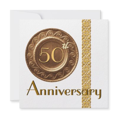 50th - 59th Anniversary Invitation - GOLD Plate by JaclinArt