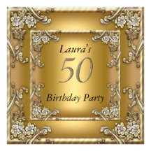 50th Anniversary Birthday Party Gold Invitation