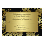 50th Anniversary Black and Gold Floral RSVP Card Custom Invites