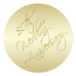 50th Anniversary Gold 1.5" Diameter Round Sticker