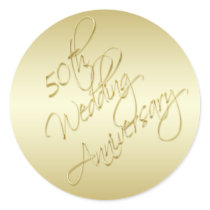 50th Anniversary Gold 1.5" Diameter Round Sticker