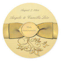 50th Anniversary Gold 1.5" Diameter Round Sticker