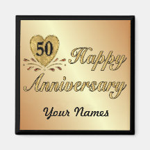 50th Anniversary - Gold Fridge Magnets