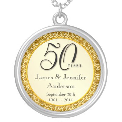 50th Anniversary Gold Lace Keepsake Pendant by SquirrelHugger