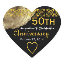 50th Anniversary GOLD Rose Heart Sticker