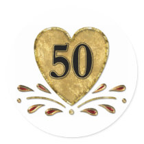 50th Anniversary - Gold Round Sticker