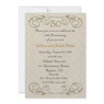 50th Anniversary Ornate Scroll Invitation