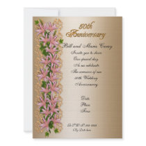 50th anniversary party invitation elegant floral