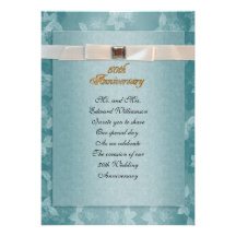 50th Anniversary party invitation formal teal blue
