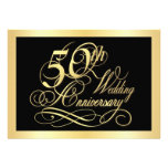 50th Anniversary Party Invitation - Gold and Black