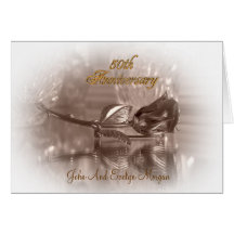 50th Anniversary party invitation gold rose Cards