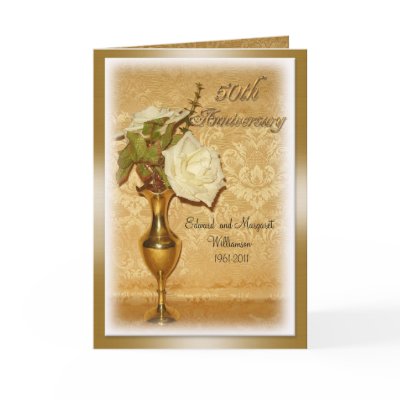 50th Anniversary party invitation white roses Greeting Cards by Irisangel