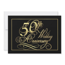 50th Anniversary Party Invitations - Formal Gold